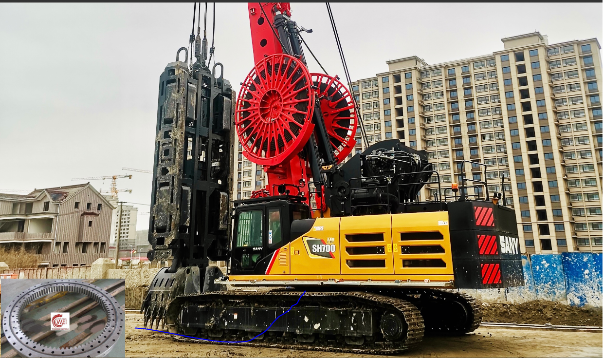 Heavy Load three row roller slewing bearing inner gear 133.40.1250 SANY SH700 Continuous wall hydraulic grab 2 Heavy-Load-three-row-roller-slewing-bearing-inner-gear-133.40.1250-SANY-SH700-Continuous-wall-hydraulic-grab-