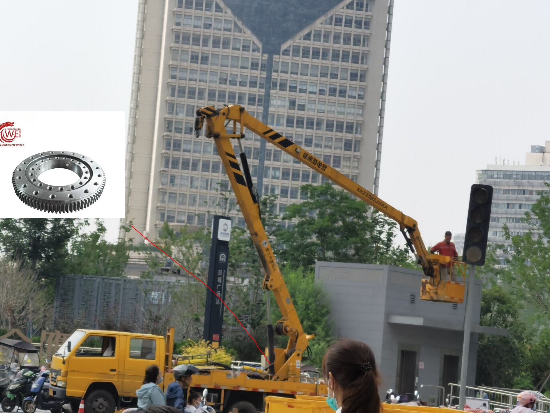 Single row ball slewing bearing for XCMG GKS18A Aerial work platform 4 Single-row-ball-slewing-bearing-for-XCMG-GKS18A-Aerial-work-platform