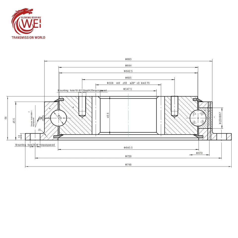 drawing-of-flange-type-slewing-bearing