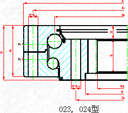drawing for double row ball slewing bearing 023.024 series